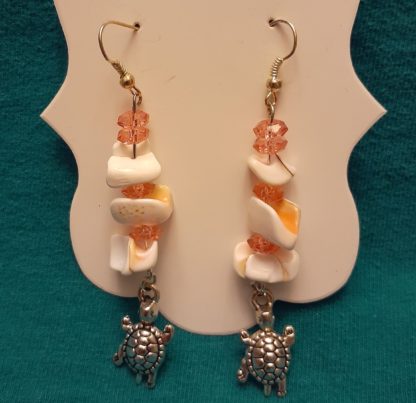 Beaded shells w/ turtle charm earrings